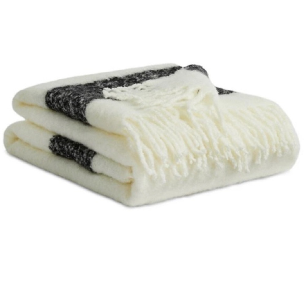 Stripes HBC decorative throw with reusable bag.